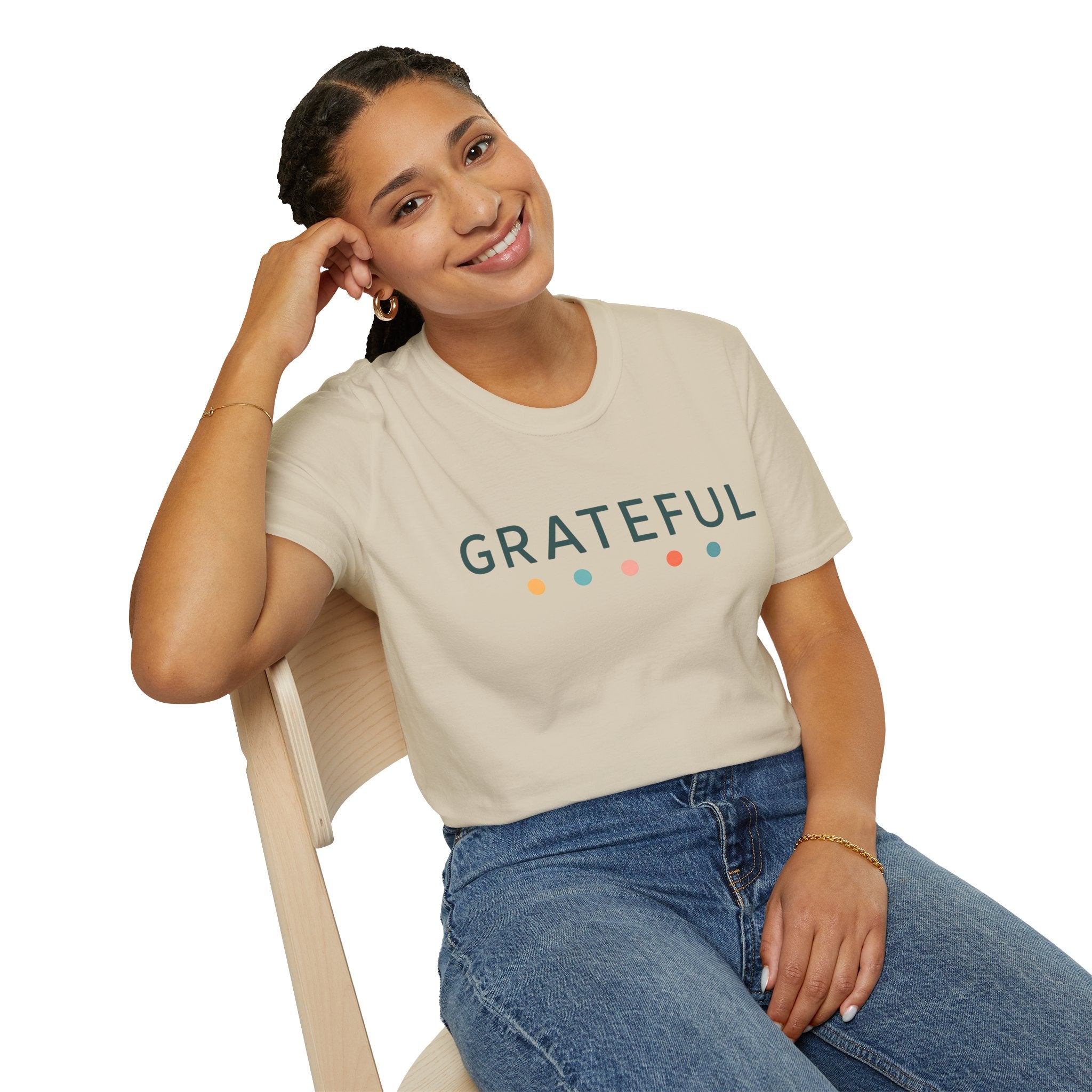 Grateful T-Shirt – Unisex Softstyle Tee for Calm, Comfort & Self-Care | Mindfulness Gift for Wellness Lovers