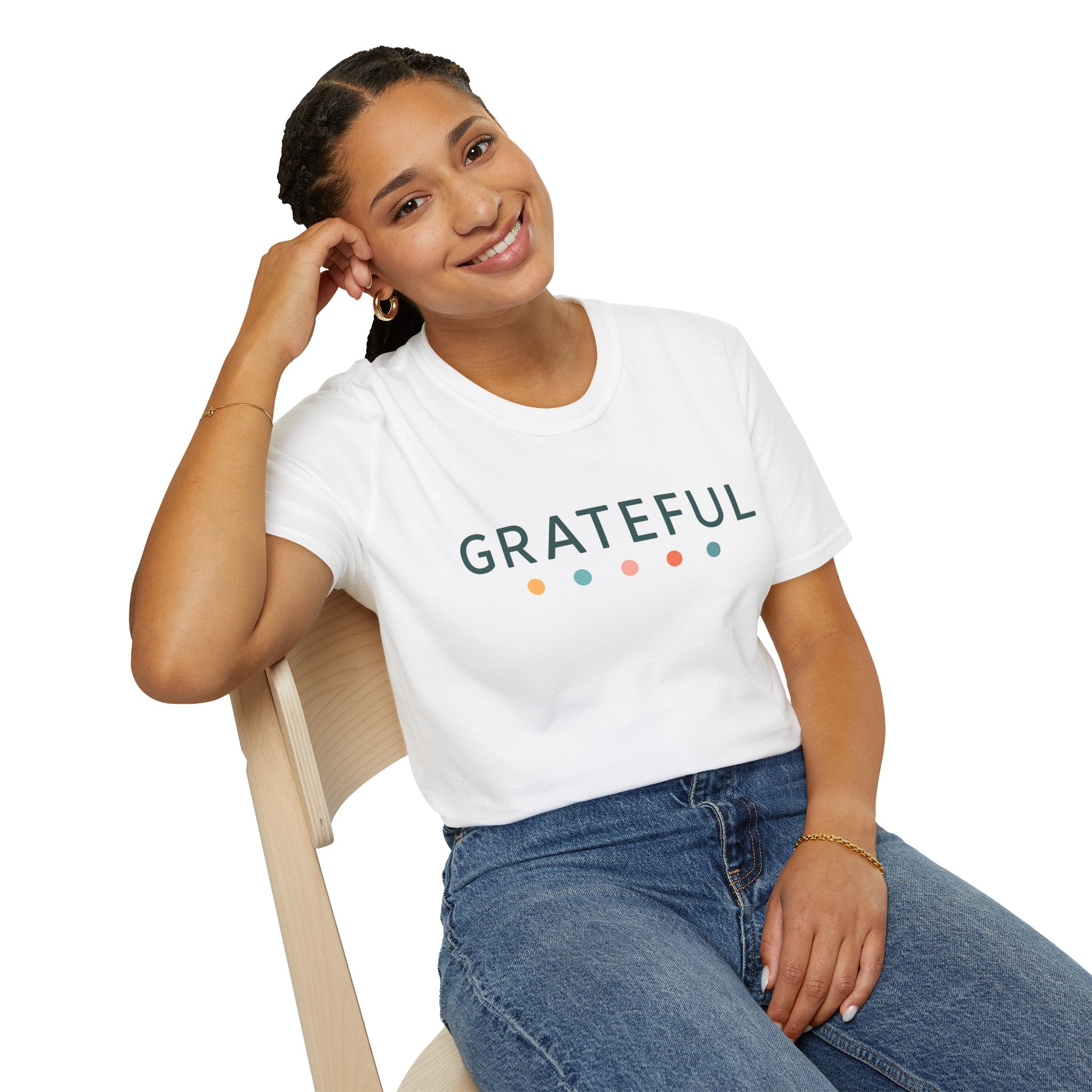 Grateful T-Shirt – Unisex Softstyle Tee for Calm, Comfort & Self-Care | Mindfulness Gift for Wellness Lovers