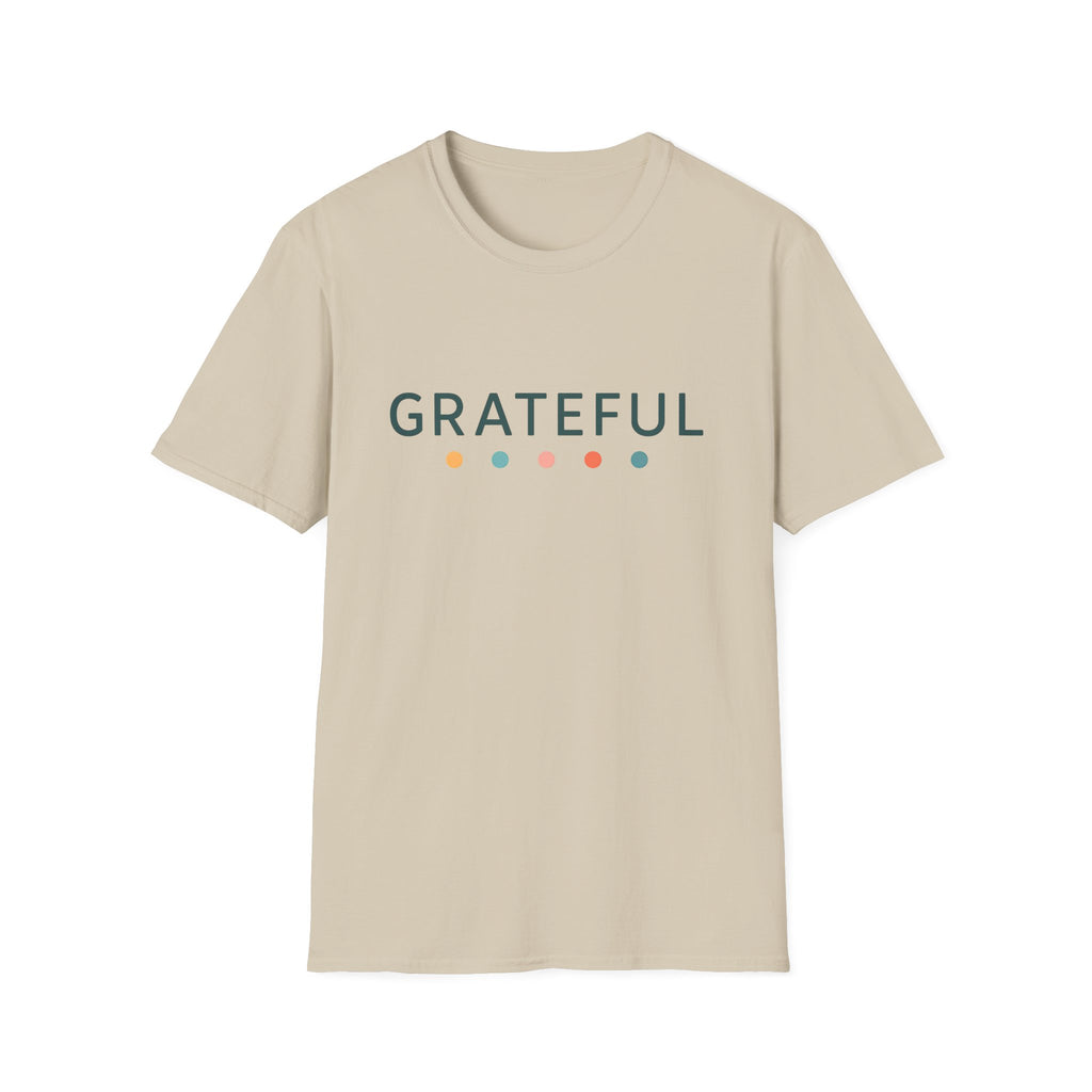 Grateful T-Shirt – Unisex Softstyle Tee for Calm, Comfort & Self-Care | Mindfulness Gift for Wellness Lovers