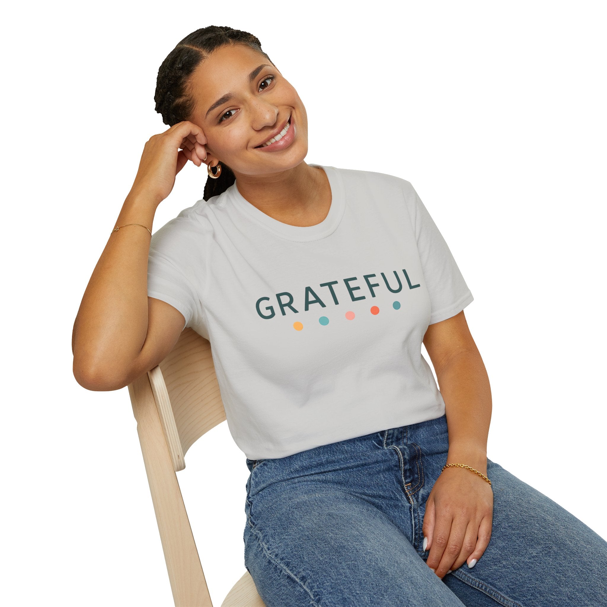 Grateful T-Shirt – Unisex Softstyle Tee for Calm, Comfort & Self-Care | Mindfulness Gift for Wellness Lovers